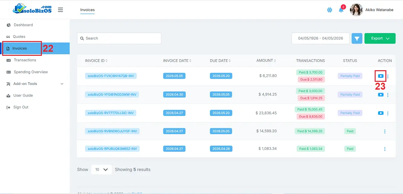 Customers pay their bills from the customer administration interface