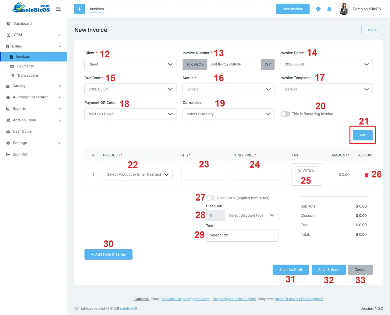 Create a new invoice