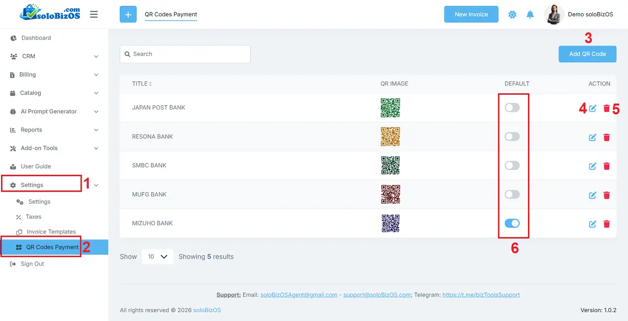 QR Code Payment Settings