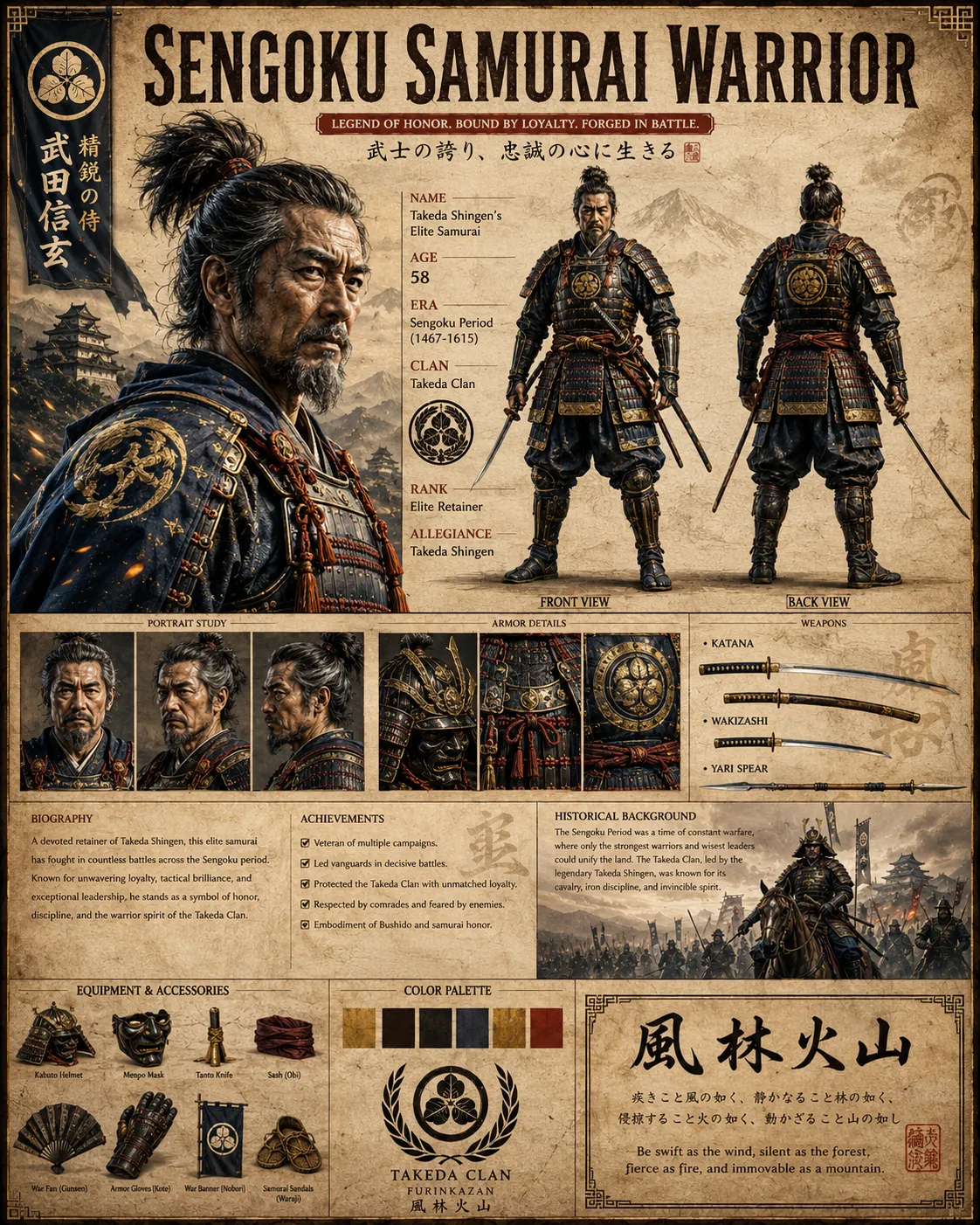 Legendary Japanese Samurai Character Sheet