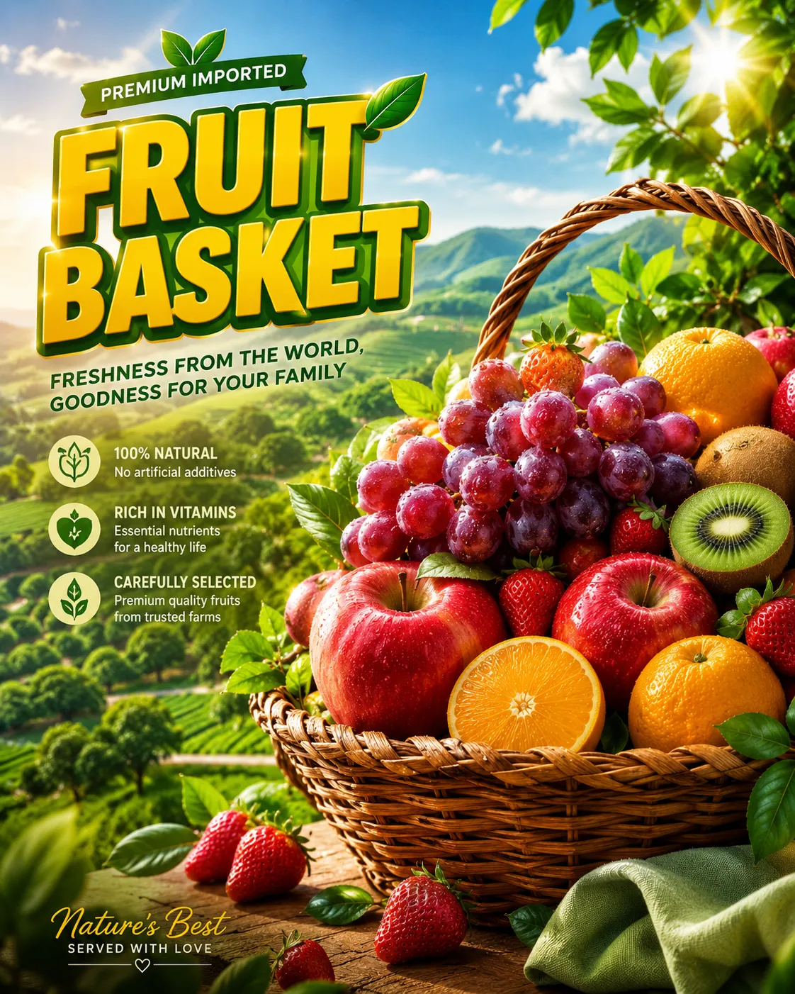 Premium Imported Fresh Fruits Advertising Poster